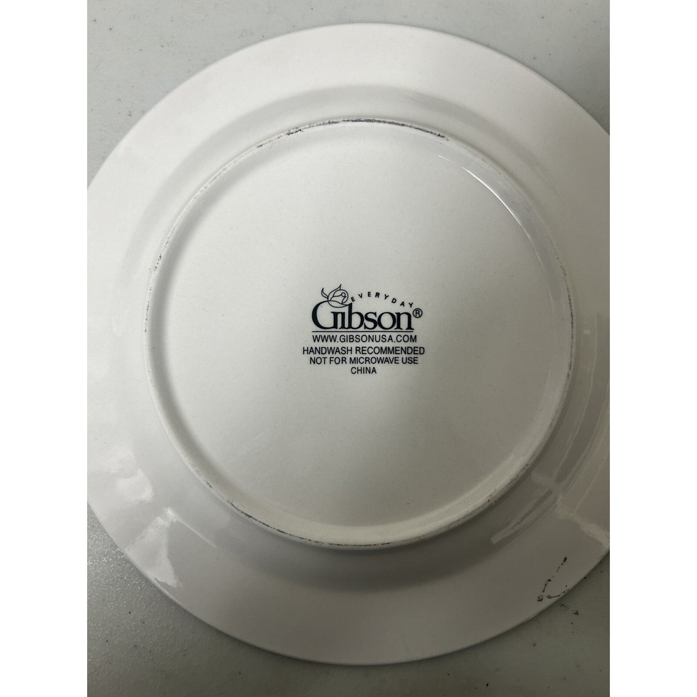 Vintage Gibson Set of 6 Christmas Ornaments Dessert Salad Plate 9" Gold Rim DECO - Picture 9 of 9